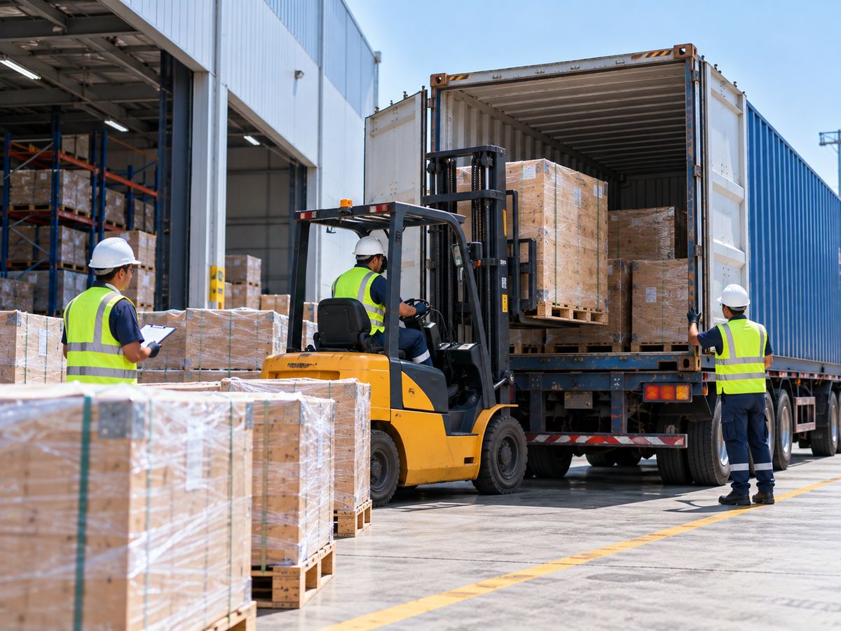 Carga de mercancía en contenedor para exportación