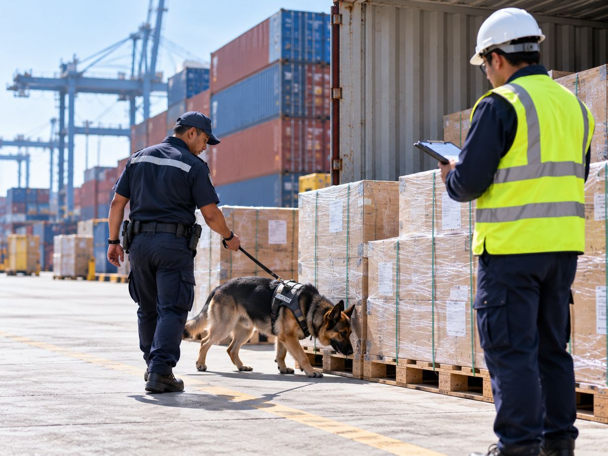 Inspección aduanera de la carga en el puerto